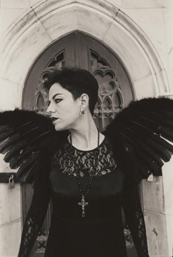Dark Angel at the Crypt #1, black and white, silver gelatin print