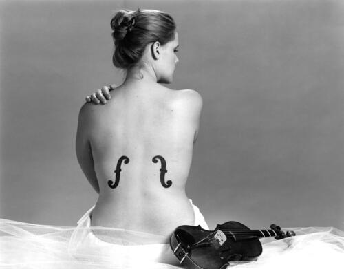 Musical Muse, black and white, toned, silver gelatin print