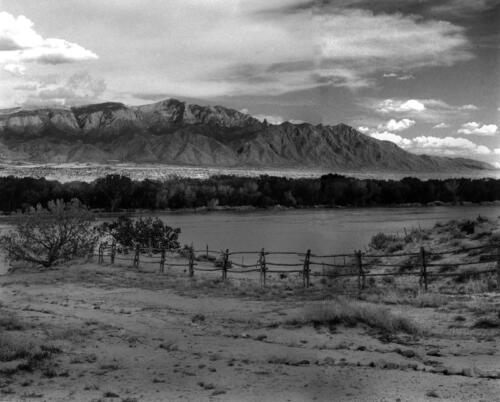 View of the Sandias from Coronado Monument – New Mexico – circa late 1960s, black and white silver gelatin print